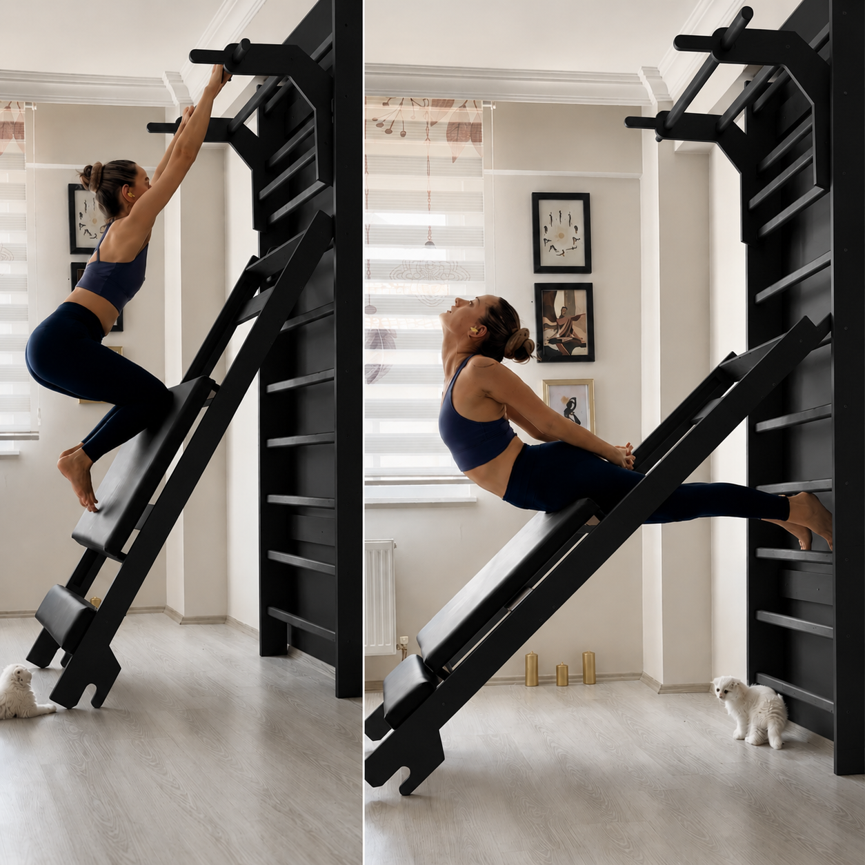 Siyah Renk Ahşap İsveç Duvarı + Reformer Pilates Seti