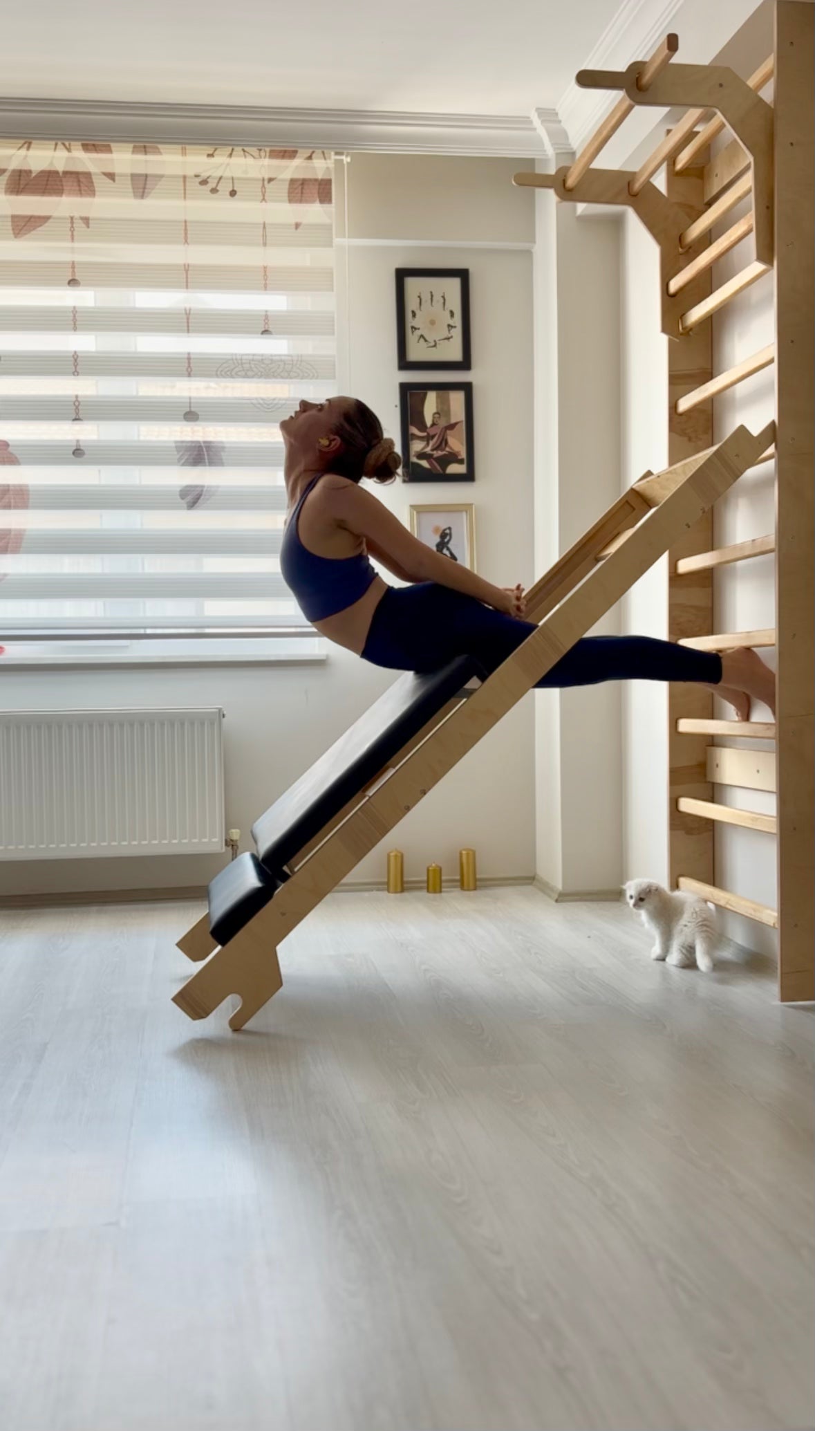 Doğal Şeffaf Vernikli Ahşap İsveç Duvarı + Reformer Pilates Seti