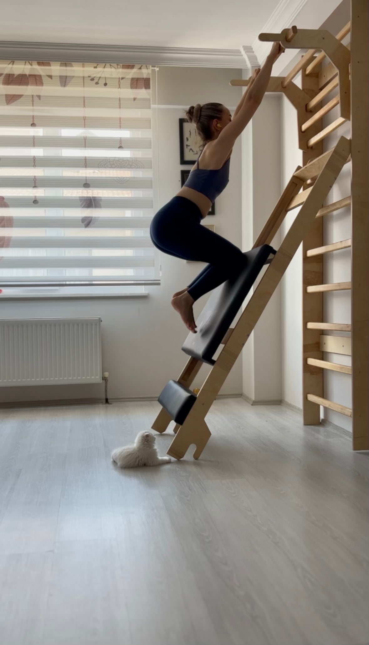 Doğal Şeffaf Vernikli Ahşap İsveç Duvarı + Reformer Pilates Seti