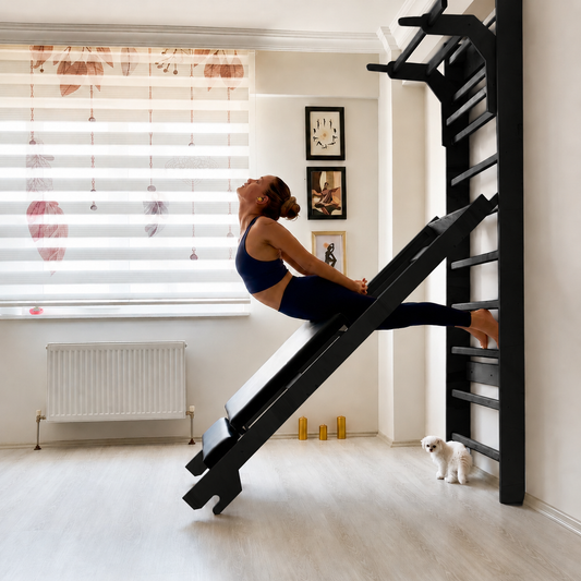 Siyah Renk Ahşap İsveç Duvarı + Reformer Pilates Seti